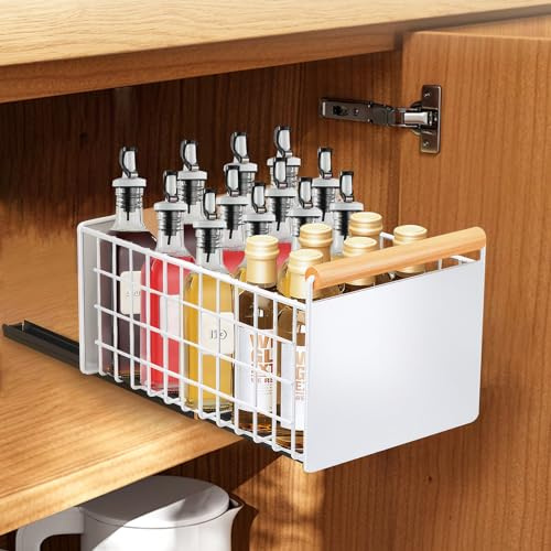 Yunkctuk Cassetto telescopico, cassetto estensibile, armadio organizer da cucina, armadio da cucina estraibile in acciaio al carbonio, cassetti armadio estensibili(grande)