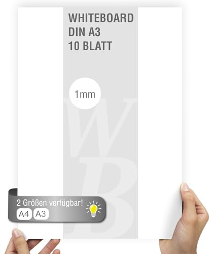 10Stk. Whiteboard Pappe DIN A3 | 1mm Stärke | weiß durchgefärbt | Modellbauwerk® | für Modellbau und Bastelarbeiten | Architektur | Studium | Material | Diorama |Kreativ sein