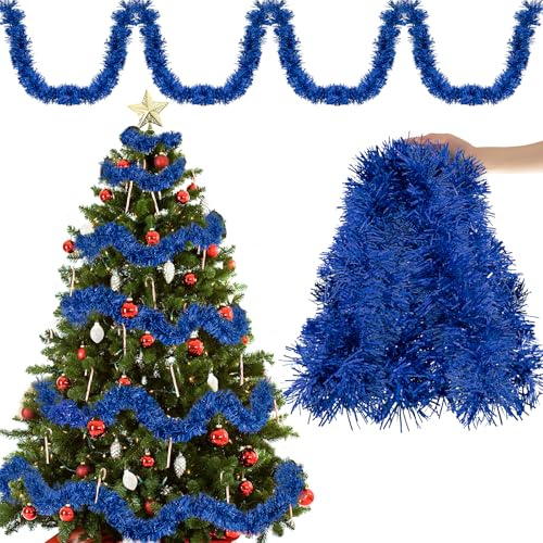 Aitsite 20M/Pack of 10 Lametta Weihnachtsbaum, Lametta Blau Weihnachtsdeko Weihnachtsbaum Girlande Weihnachten deko Party Weihnachtsfeier Weihnachtsdekoration Hängende Geburtstagsparty Dekoration