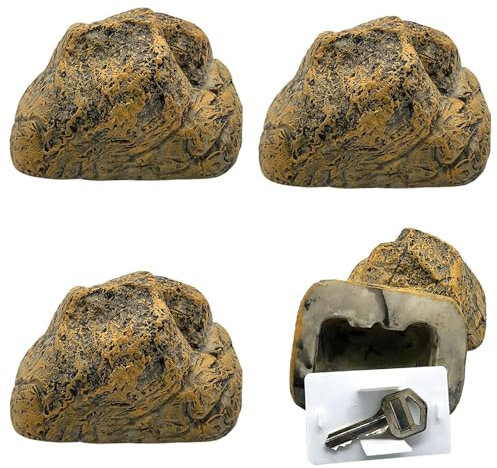 4 piedras para llaves Big Mountain con compartimento secreto, caja fuerte para llaves para exterior, escondite secreto para llaves