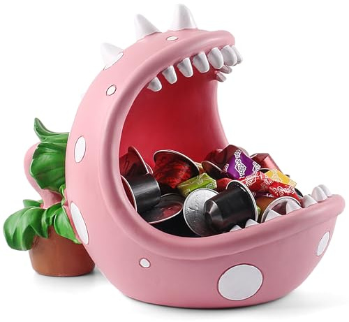 ehuoyan Piranha Plant Large Candy Bowl For Candy Dish Key Bowl Decorative Bowl Home Decorations Indoor Big Mouth Plant (Pink, Midium)