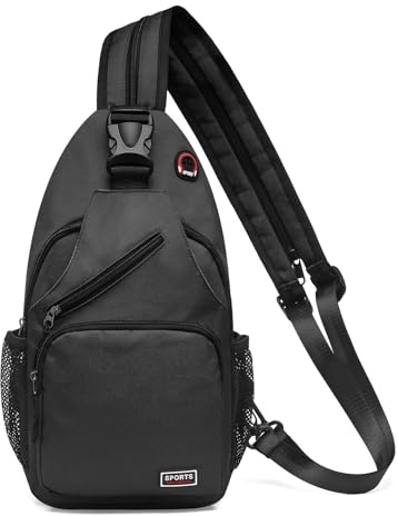 SUIKIHUM Convertible Sling Bags for Women Men, Lightweight Crossbody Backpack Daypack Fit for 11 Tablet for Casual Travel Sport Hiking (Black)