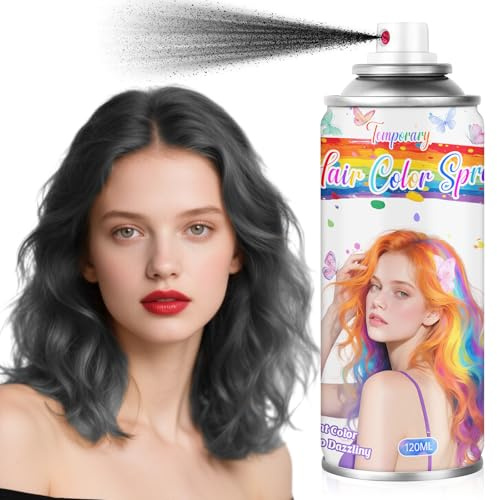 MSDADA Spray Noir pour Cheveux - Coloration Temporaire Lavable pour Racines Blanches, Discrète et Efficace - Pour Retouche Rapide, Entretien, Occasions Spéciales (120ml)