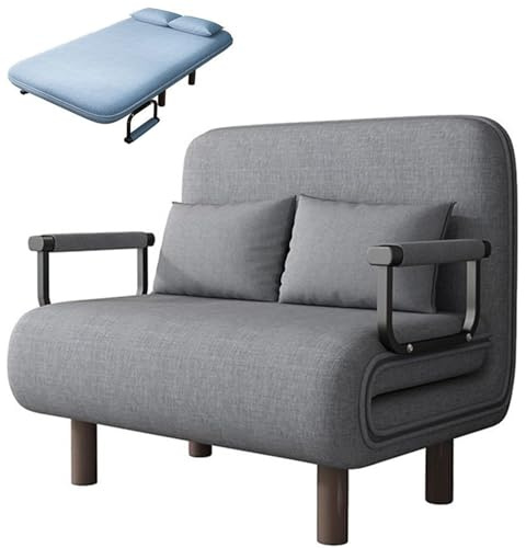 Enkel Konverterbar Sovstol För Vuxna, Tredubbel Rymdsparande Hopfällbar Sofa Säng Med Funktion, Vilstol Med Justerbarr ryggstöd och Utdragbara Kuddar(Gray a,Single M 80x190cm)