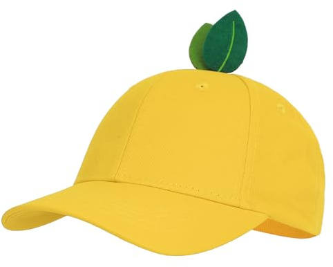 TINAYAUE Casquette de Baseball Parent-Enfant Couleur Orange Citron - Style Adorable Visière Pare-Soleil Anti UV pour Rentrée Scolaire Camping Plage Promenade Familiale (Taille Adulte /Enfant4 à 10 ans
