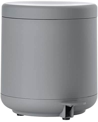 Zone Denmark Ume avfallsbehållare för badrum, kosmetikbehållare, pedalhink med lock för badrum, med löstagbar innerbehållare och mjukstängning, diameter 19,5 cm, höjd 22 cm, 4 liter, grå