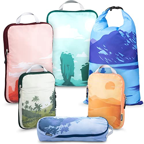 Cubi da imballaggio a compressione per viaggi - cubi da imballaggio e organizer da viaggio, grafici, 6 pezzi