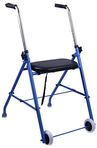 Alexzh_Rollator Deambulatore Pieghevole Leggero con Rullo/Piastra di Seduta Seduta e Spinta Disabilitato Anziani, Lega di Alluminio, Blu