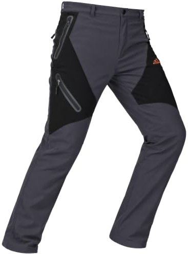 TACVASEN Warm Work Trousers for Men Thermal Waterproof Walking Grey 34