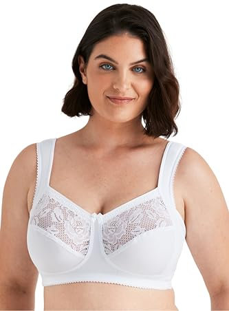Miss Mary of Sweden Lovely Lace Support Non-Wired Comfort Cotton Bra White