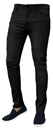Mad Ink Mens Denim Super Stretch Skinny Slim FIT Jeans All Waist & Leg Sizes (36W X 30L, Black)