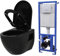 vidaXL Toilette Suspendue au Mur avec Réservoir Caché Céramique Noir Cuvette