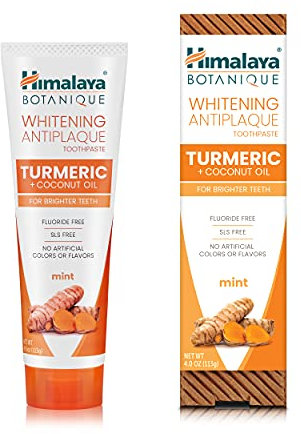 Himalaya Whitening Antiplaque Toothpaste with Turmeric + Coconut Oil for Brighter Teeth, 4.0 oz (113 g)