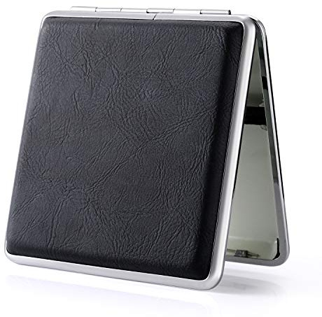 Leder Zigarettenetui Metall Schwarz/braun aus hochwertigem / 20 Zigaretten - PU Leder Beige Zigarettenbox Blau für Drehzigaretten Filterzigaretten - Zigarettenzubehör rot (schwarz)