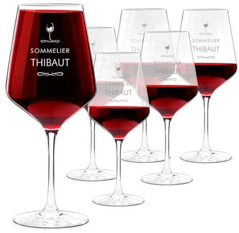 Maverton Verres à Vin en Cristal pour l’homme, Set de 6 Verres XL | Verre Personnalisé à Vin Rouge et Blanc, Cadeau d’anniversaire pour amateur de spiritueux, Sommelier