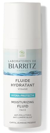 Laboratoires de Biarritz Fluide Hydratant Hydra-protect+ Bio 50 ml | Visage, Hydrate et Protège, Tous Types de Peau, Formule Vegan, Fabriqué en France