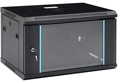 vidaXL 6U Nätverksskåp väggmonterat 19 IP20 600x450x375 mm Svart