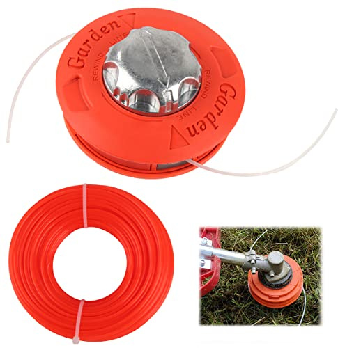 Cabezal Desbrozadora Aluminio, XiXiRan M10 X 1,25 Cortacéspedes Carretes Cabezal de Corte Universal para Desbrozadora Hilo de Nailon de Repuesto 30m Ø2,4 mm(color de la cuerda al azar)