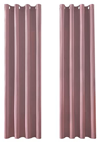 MRTREES Vorhang Blickdicht Gardinen Thermovorhang mit Ösen Verdunklungsvorhang Ösenschal Vorhänge Kurz Modern 245×140cm(H×B) Altrosa 2er Set für Hotels Büros Wohnzimmer Schlafzimmer Kinderzimmer
