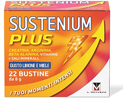Sustenium Plus Limone e Miele, lntegratore Multivit. con Creatina, 22 Buste
