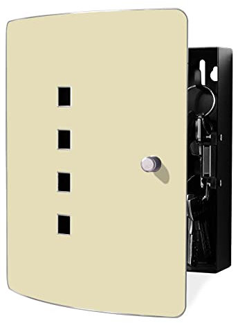 banjado Design Schlüsselkasten aus Edelstahl für 10 Schlüssel - Schlüsselschrank zur Schlüssel Aufbewahrung 24 x 21,5 x 7cm groß mit praktischem Magnetverschluss - Farbe Beige