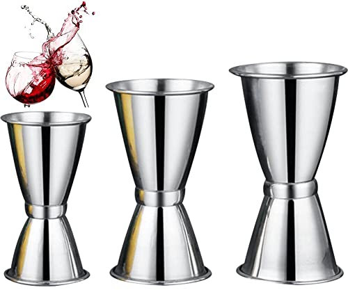 Fopytu 3 Pcs Doble Jigger 3 Tamaño Barra De Acero De Acero Inoxidable Medición De Jigger Medido Copa Cóctel Herramientas De Medición para Camarero Bartending
