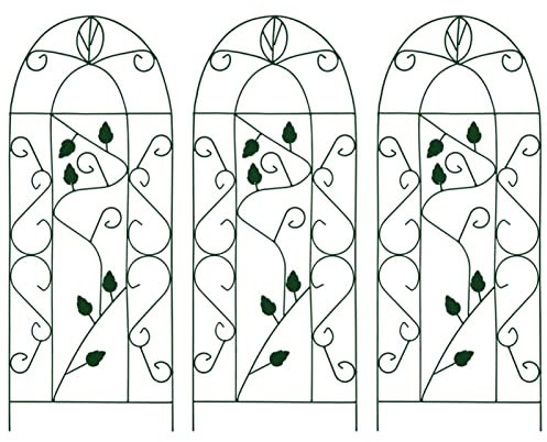 Homgoday Spaljé metall 3 st. Spaljé trädgårdsväxtstöd för klätterväxter, spaljé, växtstaket, blomgaller, rosgaller, växtgaller, klätterstöd för växter, svart, 40 × 100 cm järn