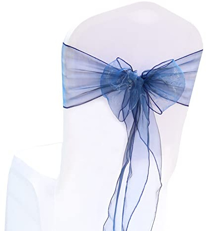 Yurosiay 30 Stück Organza Stuhlschleifen Hochzeit Stuhl Deko Schleife Band Elegant Stuhlschärpen Stuhlhussen Schleifen für Hochzeit Party Geburtstag Hotel Bankett Stühle Deko 18×275cm Weiße