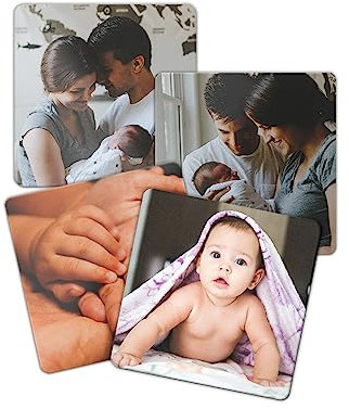 Panorama Personalisierter Magnete Quadratisch 8x8 cm - Packung mit 4 Einheiten - Magneto für Magnettafel, Selbst Gestalten - Kühlschrank mit Foto - Geschenk Lustige