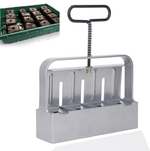 Fyearfly Bloqueador de Suelo Tierra para Plántulas, 4 Rejillas Juego de Moldes Manuales de Acero Inoxidable para Bloques de Tierra para Plantar, para Invernaderos Y Plantones Al Aire Libre