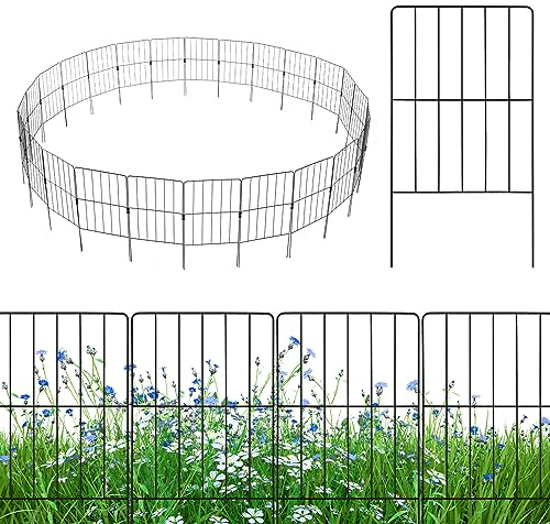RELAX4LIFE Clôture de Jardin Décorative en Métal -Lot de 25 Clôtures de Jardin 825 X 60 CM Résistant à la Rouille, Bordure de Jardin Pliante pour Protéger les Fleurs, Arbres, Isoler les Animaux, Noir
