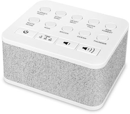 BIGMONAT Portable White Noise Machine avec 10 Sons Apaisants Naturels de Haute Qualité avec Mémoire et Fonction de Chronométrage Pour Les Bébés,Enfants,Adultes et Voyages de Bureau à Domicile,Blanc