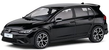 Solido 1:43 VW Golf VIII R 2022 – Die-Cast Modell in Schwarz - Detailgetreue Nachbildung im Fensterkarton mit Kunststoffsockel – Sammlermodell Auto