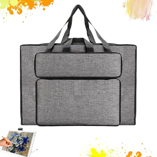 MeYuxg Transporttasche für Zeichenplatte, Zeichentasche A3, wasserdichte Kunsttasche, Künstlermappe Handtasche, Multifunktional Zeichnung Tasche für Kunstbedarf Lagerung und Reisen (Grau)