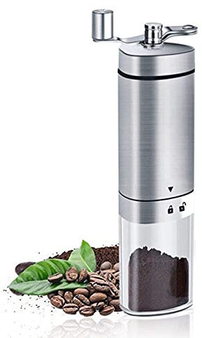 Manual Coffee Bean Grinder Stainless Steel Portable Moka Pot with Adjustable Cone Ceramic Grinding Head for Espresso Kitchen Spice Grinding