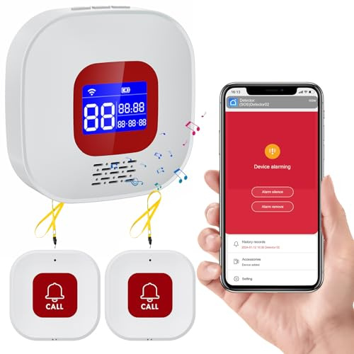 Systeme Alarme Maison, Alarme WiFi Bouton , Compatible avec l'application Smart Life/Tuya Smart, Convient aux Personnes âgées et Handicapées