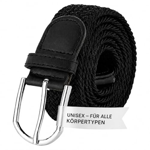 VINTAGE BASICS Unisex Stretchgürtel - 3,3cm breit - Herren und Damen Gürtel - Elastischer Stoffgürtel - Flechtgürtel