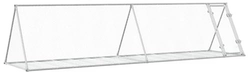 Freigehege Hasenstall Hasenkäfig Kaninchenstall mit Freilaufgehege, Kaninchenkäfig - Indoor und Outdoor, Silbern 400x105x91 cm Verzinkter Stahl