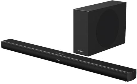 Aiwa Barra De Sonido con Subwoofer Inalámbrico HE-1200SW 2.1 CH con potencia120W RMS. Color Negro