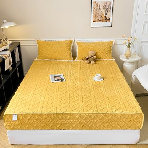 JIANINGHOME Warme Spannbettlaken 48x74cm,Fleece Spannbettlaken Winter Samt Warm Kuschel Boxspringbett Frottee Bettlaken Biber Spannbetttuch