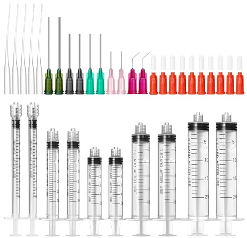 COTOM Spruta ren nål och lock – 1 ml, 3 ml, 5 ml, 10 ml, 20 ml sprutor, 14 g, 16 g, 18 g, 20 g, 25 g rena nålar och sprutlock, används för industriellt vård, vätsketätning