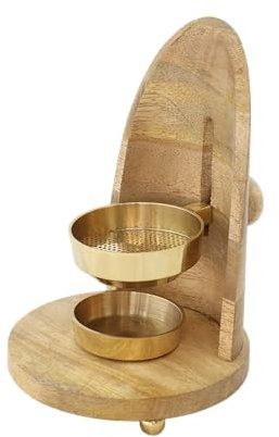 Weihrauchbrenner Maha – Handgefertigt aus Mangoholz & Messing, H 15cm, mit Verstellbarer Siebhöhe – Für Weihrauch & Kräuter | Incense Burner