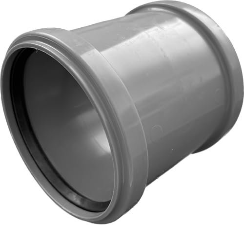HT Muffe DN 110 Überschiebmuffe Doppelmuffe Grau mit Dichtung | Gummidichtung | Abwasser | Abflussrohr | Abflußrohrsystem| Kanalrohrsystem | komplettes HT-System