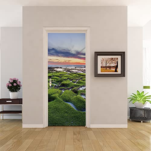 3D Türtapete 70x200 Türaufkleber Selbstklebend Türfolie Poster Fototapete Türbilder Türtattoos Wasserdichte Tür Stickers für Kinderzimmer Wohnzimmer Badezimmer Natur