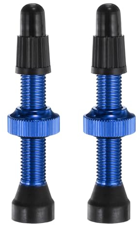 QUARKZMAN 2 Stück Tubeless Ventile 34mm Aluminiumlegierung Blau | Tubeless Ventil Super Leicht Kein Leck Dauerhaft Ventilkappen, für die meisten Fahrrad Tubeless Felgen Paar