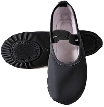 Zapatillas De Ballet Zapatos de baile de gimnasia for niños, suela blanda for niñas, zapatos de entrenamiento de Ballet rosa de cuero PU for principiantes de danza folclórica for adultos for mujeres P