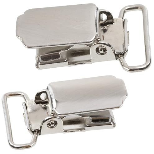 AERZETIX - 2 Clips para Tirantes - de Metal - Color Plata - lazo de 20 mm - para Pantalones, Petos, Ropa Vaquera, Manualidades y Mercería