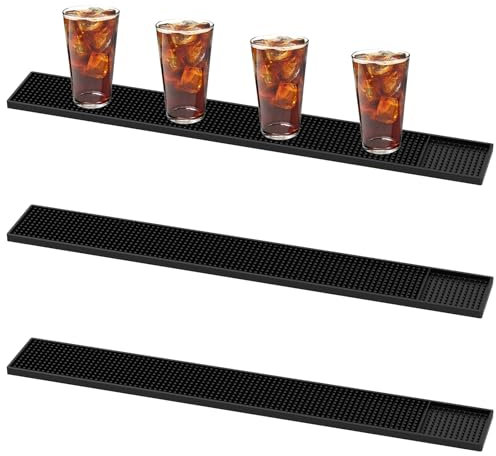 TNTGMG Lot de 3 tapis de bar antidérapants pour plan de travail, 45 x 30 x 1 cm, en caoutchouc noir, pour bar, plats chauds, restaurants, barbiers, cuisine (A)