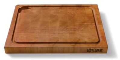 Skottsberg Planche à découper en bois - Planche à découper avec tranchée de sève - Poignées fraisées - 39 x 30 x 3,5 cm - Bois de hêtre (FSC)