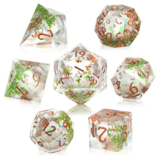 RTDHO Liquid Core DND Dice Set 7Pcs Sharp Edge Polyhedral Resin D&D Dice